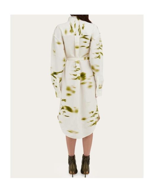 Ferragamo White Flower Printed Shirt Skirt
