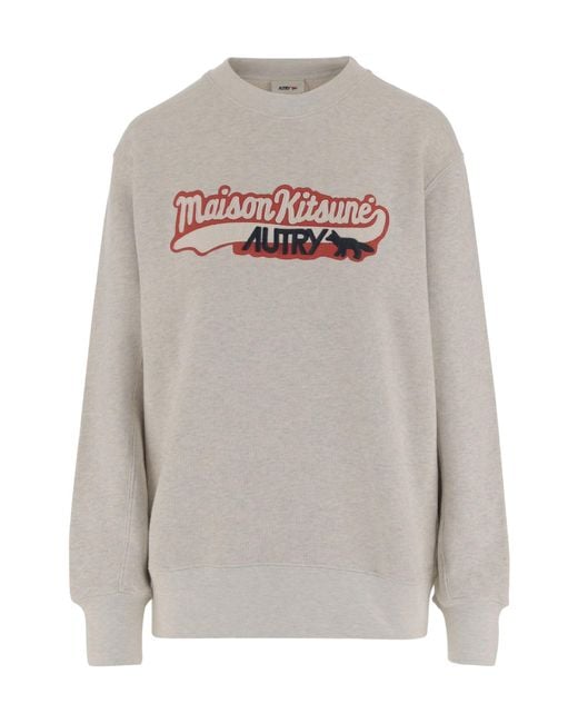 Autry Gray Melange Cotton X Maison Kitsunã Sweatshirt for men