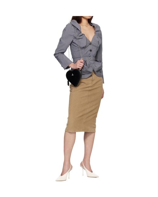 Vivienne Westwood Gray Kendall Ruched Gingham Blazer
