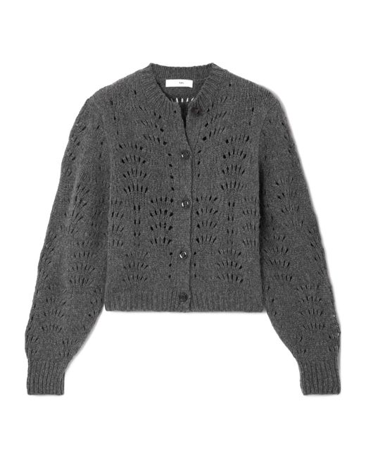 FRAME Gray Openwork Knit Cardigan