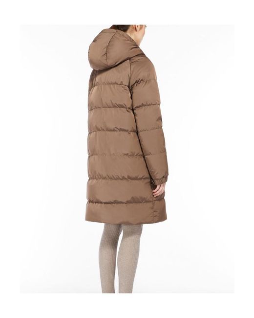 Max Mara Brown Quilted Logo Down Jacket