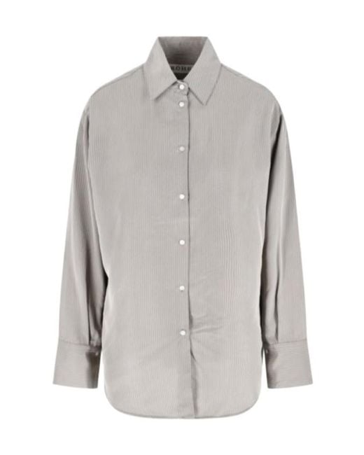 Rohe Gray Long Sleeve Striped Shirt