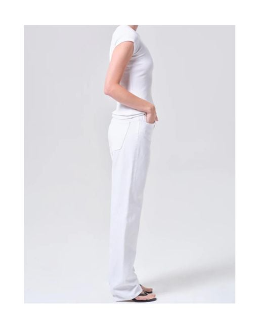 Agolde White Mid-Rise Straight-Leg Jeans