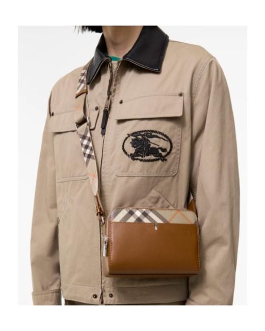 Burberry Brown Pop Check Crossbody Bag for men
