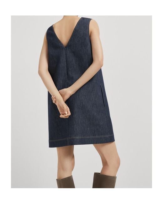 Brunello Cucinelli Blue Denim Mini Dress