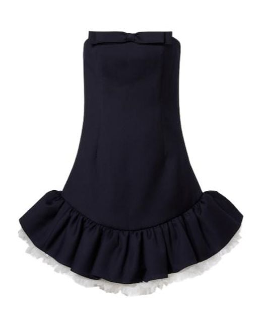 ShuShu/Tong Blue Bow-Detail Ruffled Wool Minidress