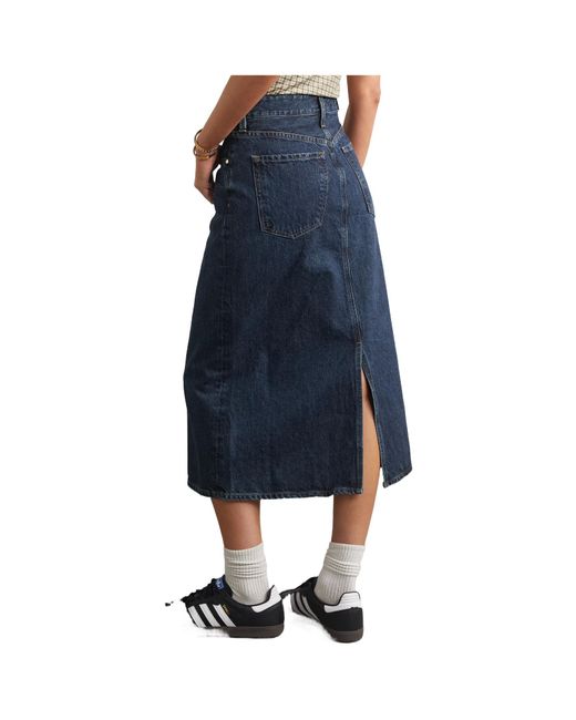 Goldsign Blue Mid-Length Denim Midi Skirt