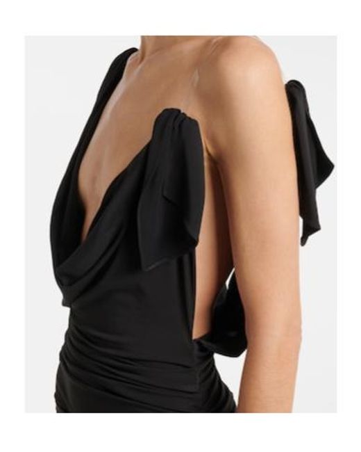 The Attico Black Ruched Draped Jersey Gown