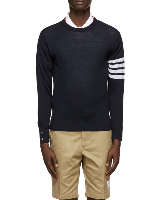 Thom Browne Blue Bar Crewneck Pullover for men