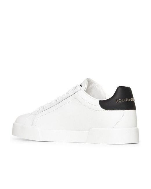 Dolce & Gabbana White Round Toe Low Top Casual Shoes
