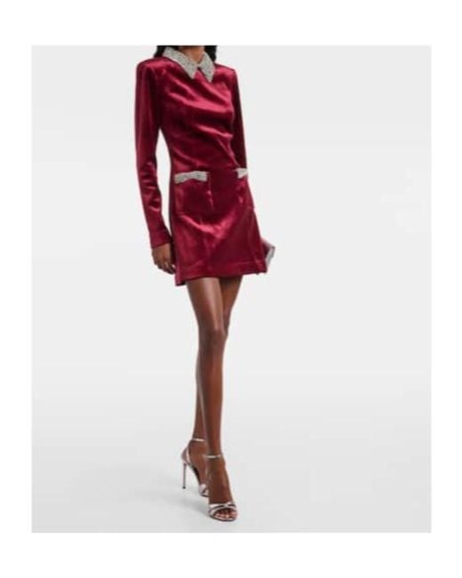 Rebecca Vallance Red Edwiena Embellished Velvet Minidress