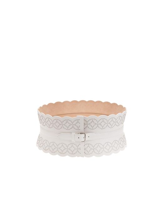 Alaïa White Alaïa Embellished Buckled Belt