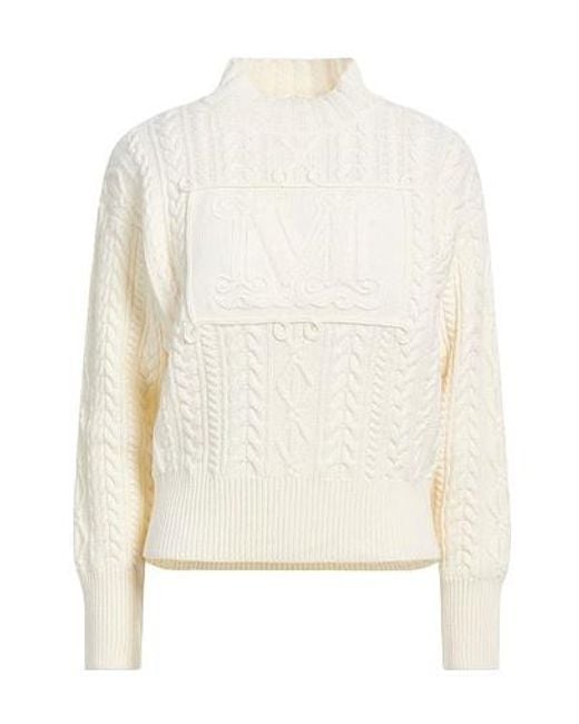 Max Mara White Minimalist Solid Cable Knit Top