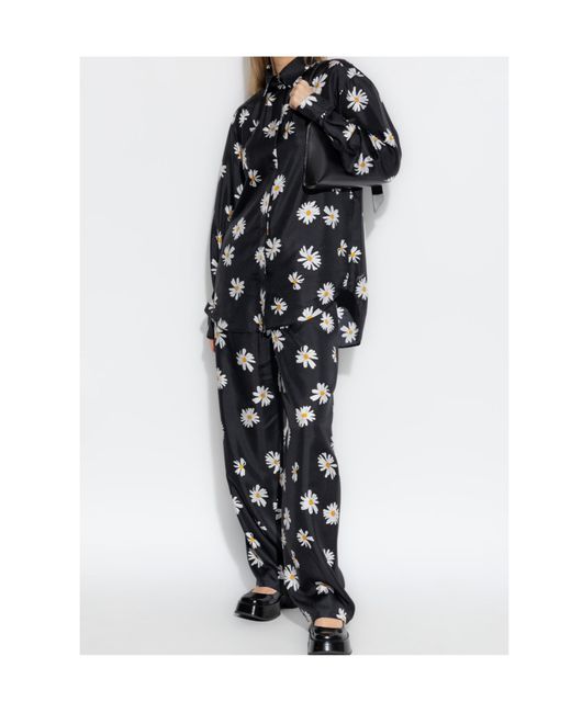 Moschino Black Daisy Printed Twill Trousers