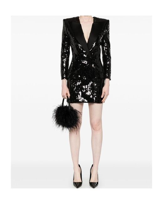 Balmain Black V-Neck Sequinned Mini Dress