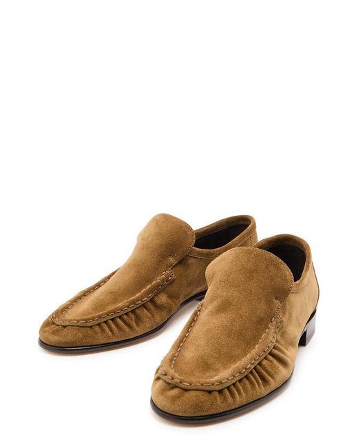 The Row Brown Solid Soft Suede Loafers
