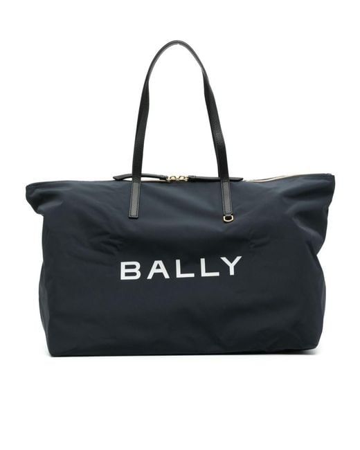 Bally Black Logo Printed Jersey Tote Bag