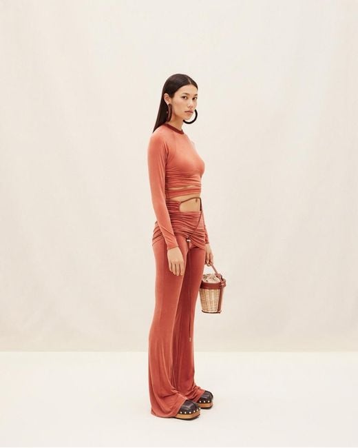 Jacquemus Red Knotted Cut-Out Cropped Top