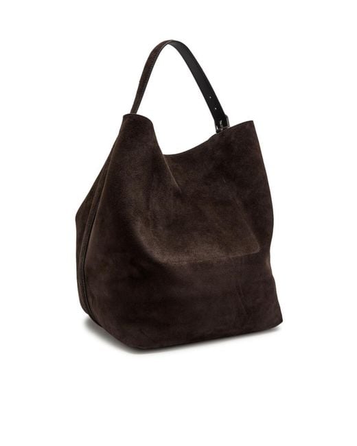 Totême Black Belted Suede Tote