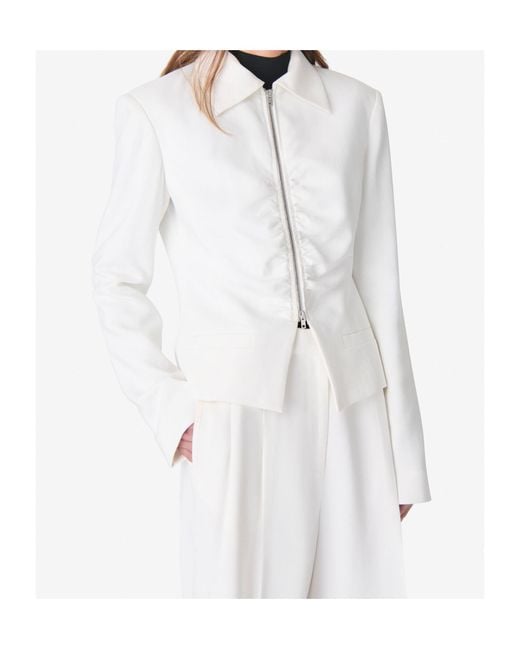 IRO White Helvina Ruched Zip Jacket