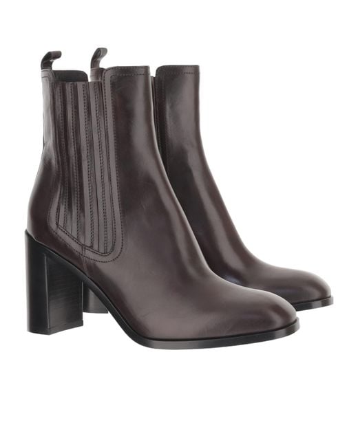 Sartore Brown Round-Toe High-Heeled Ankle Boots