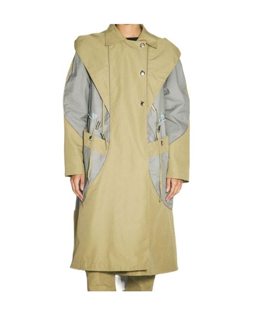 Kiko Kostadinov Green Colour-Block Double-Breasted Coat