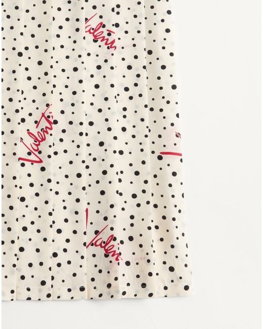 Valentino Natural Plusdepois Bubble Print Crepe De Chine Long Skirt