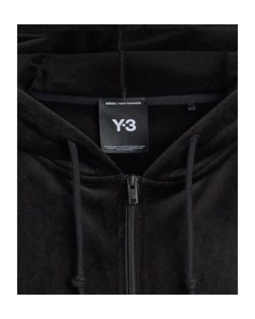Y-3 Black Velvet Corduroy Zipper Hoodie for men