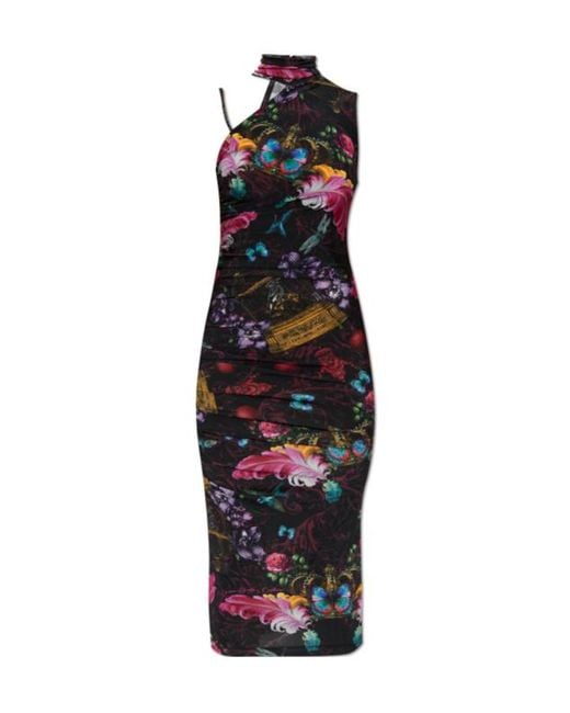 Versace Jeans Blue Floral-Print Midi Dress