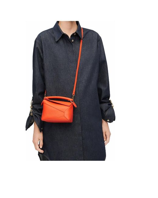 Loewe Orange Mini Puzzle Top Handle Bag