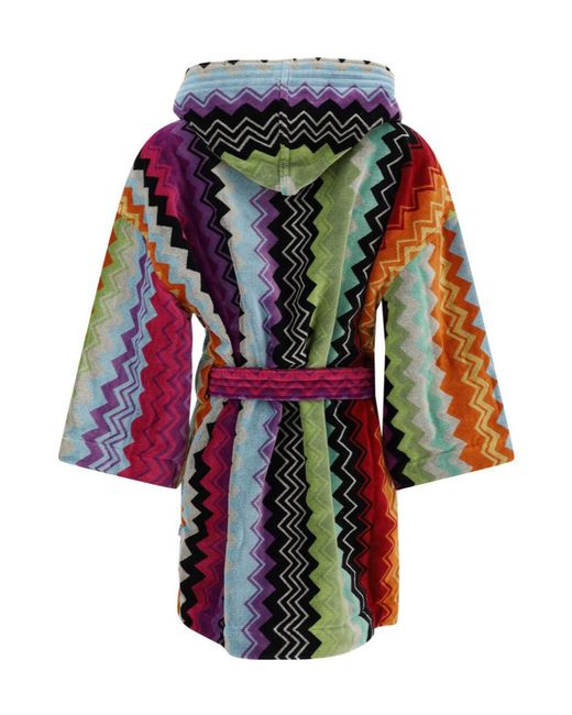 Missoni Red Zigzag Belted Bath Robe for men