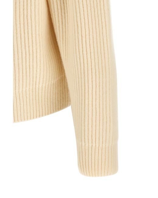 Jil Sander Natural Fisherman Rib-Knitted Crewneck Jumper for men