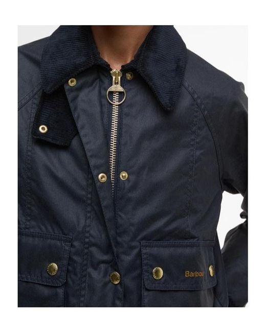 Barbour Blue Cropped Beadnell Waxed Jacket