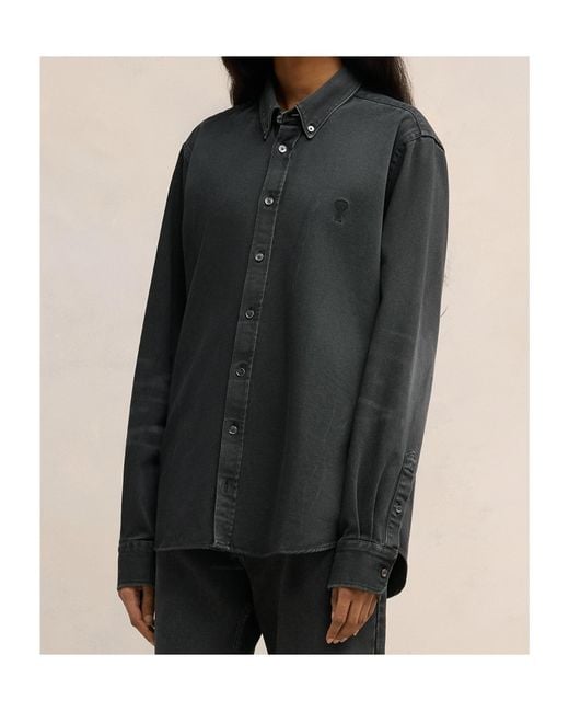 AMI Black Ami De Coeur Button-Down Shirt for men