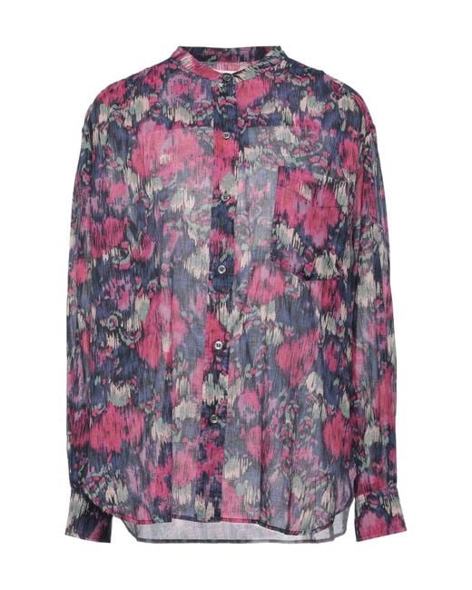 Isabel Marant Purple Multi-Color Woven Long-Sleeve Shirt