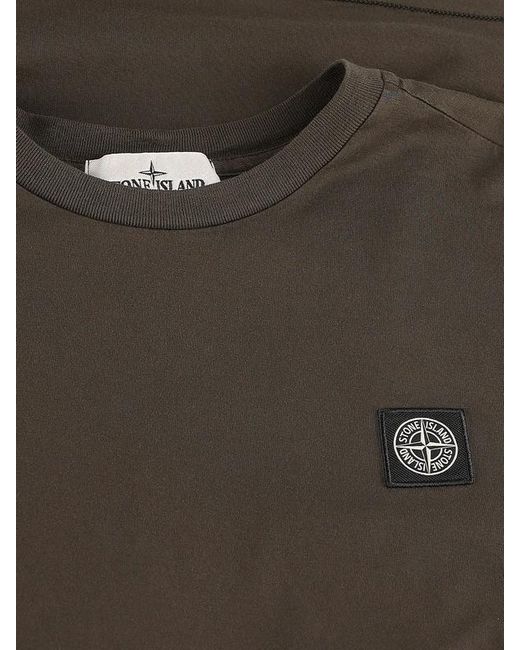 Stone Island Green Logo Patch Crewneck T-Shirt for men
