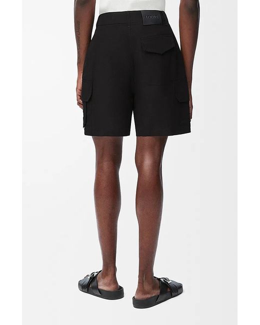 Loewe Black Logo Patch Cargo Shorts for men
