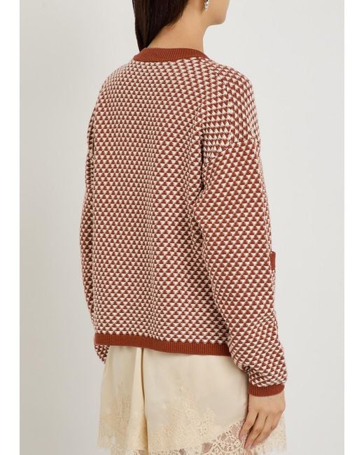 Varley Red Elmwick Patterned Cotton-Knit Cardigan