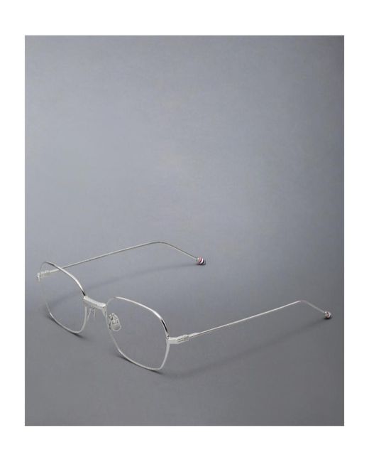 Thom Browne White Titanium Rectangular Eyeglasses for men