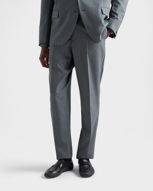 Prada Gray Tailored Straight-Leg Pants for men