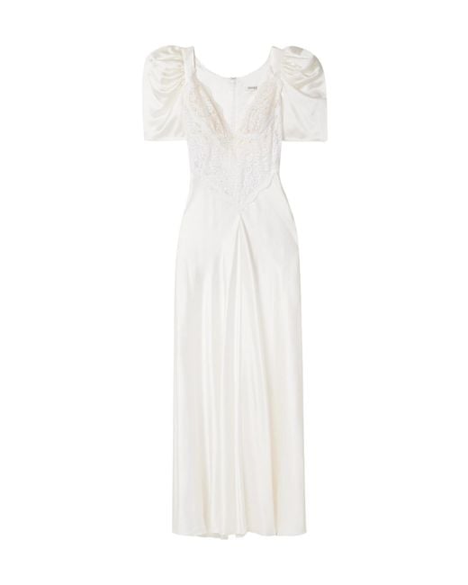 Rodarte White Lace-Trimmed Silk-Satin Gown