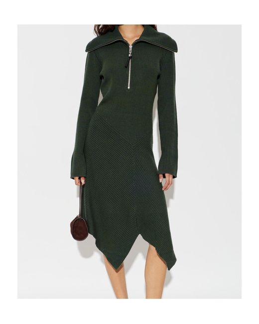 Ganni Green Long-Sleeved Dress