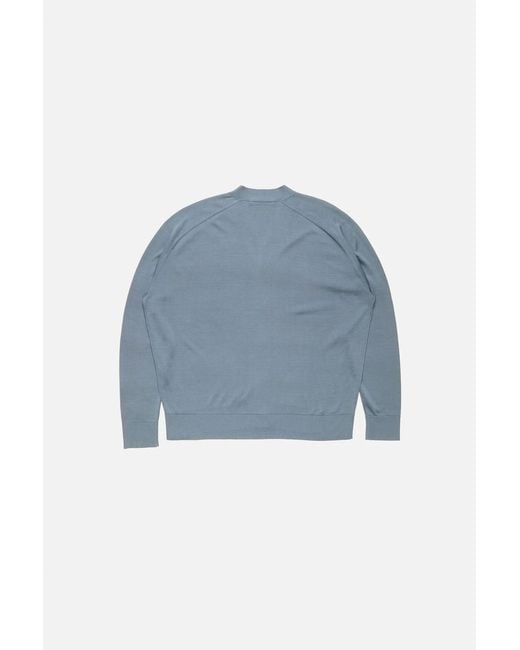 Acne Blue Silk V-Neck Cardigan for men