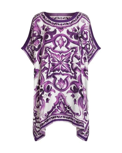 Dolce & Gabbana Purple Graphic Printed Flared Hem Mini Dress