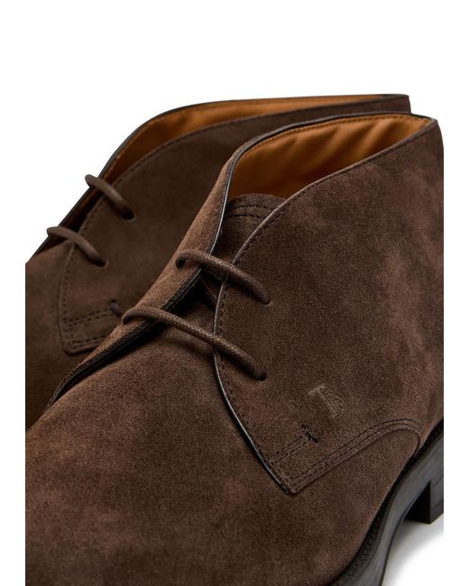 Tod's Brown Gommino Suede Boots for men