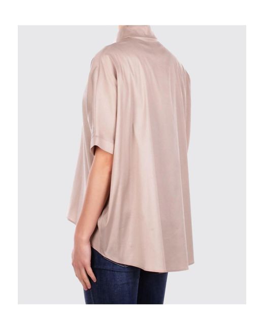 Max Mara Blue Bchpittura Short-Sleeved Satin Shirt