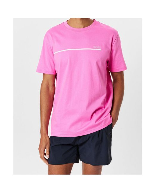 Boss Pink Logo Crew-Neck T-Shirt for men