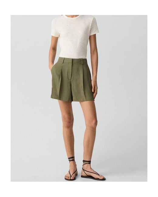 Theory Green Fluid Pleat Short