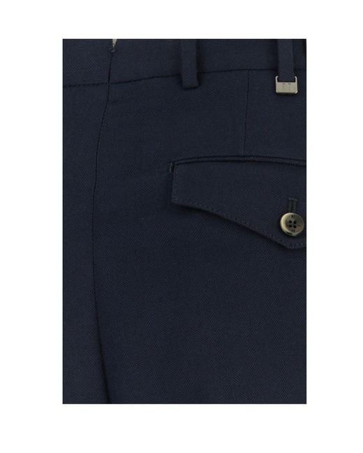 Pt Pantaloni Blue Casual Trousers With Belt Loops for men