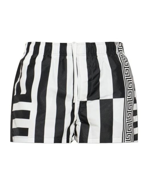 Versace Black Printed Swim Shorts for men